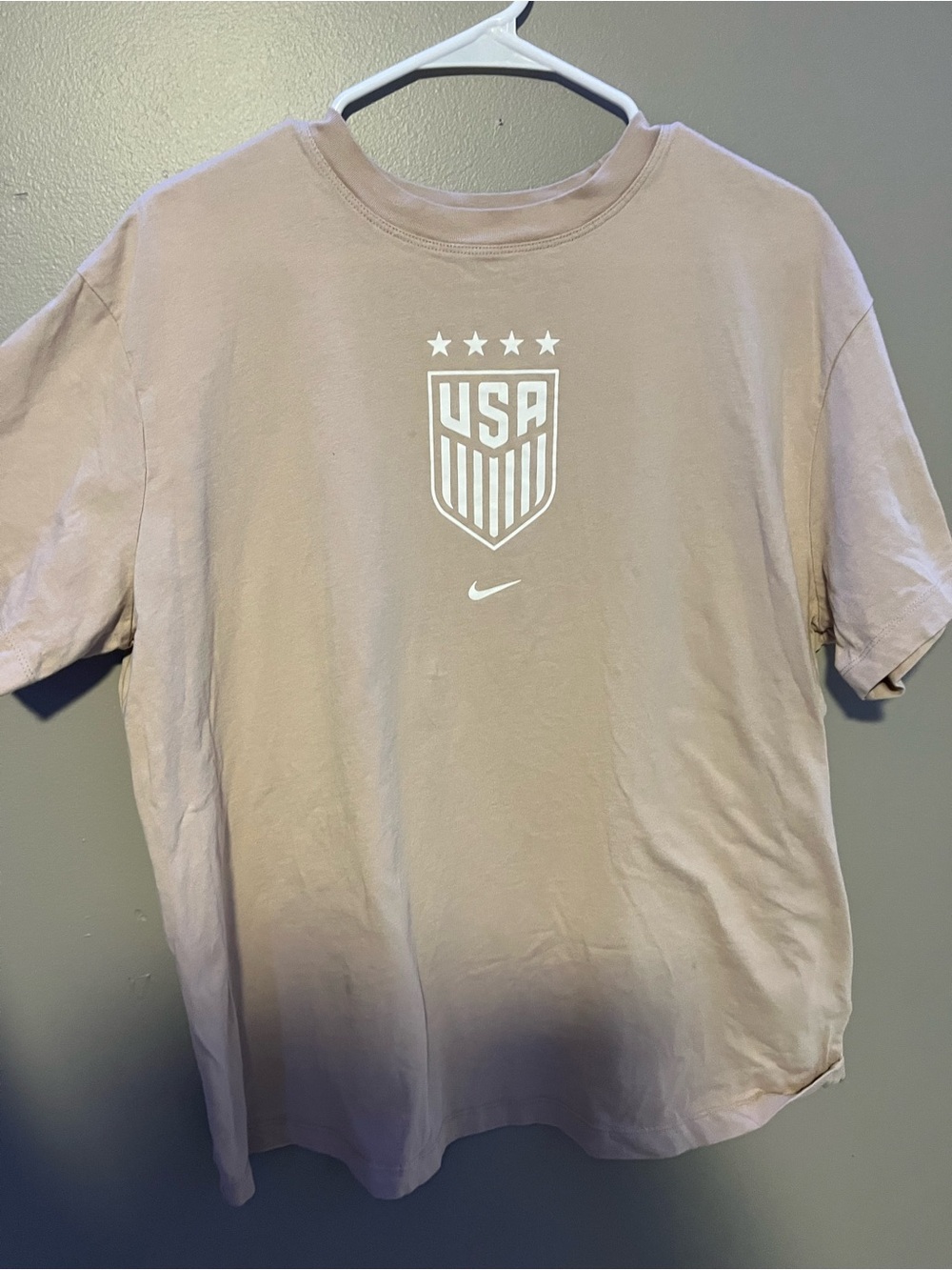 Nike USA Shield Short-Sleeve T-Shirt - Taupe with White Logo